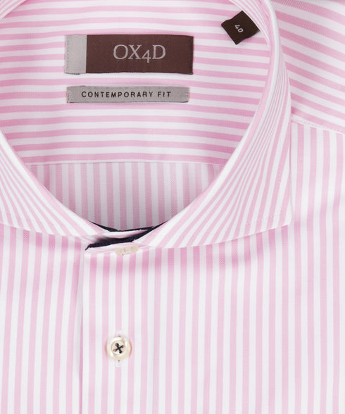 Gestreept roze/wit twill overhemd